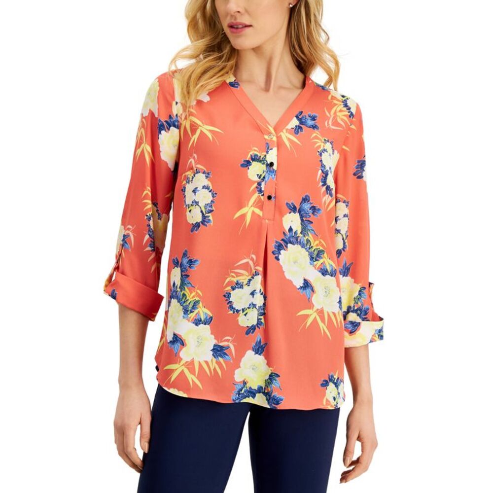 JM Collection Womens Floral Utility Top